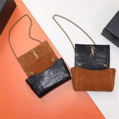 Y.S.L REVERSIBLE KATE SMALL Gold Tone Metal Black/Brown Color