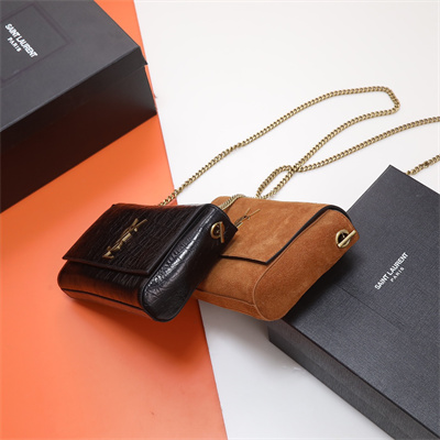 Y.S.L REVERSIBLE KATE SMALL Gold Tone Metal Black/Brown Color