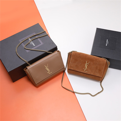 Y.S.L REVERSIBLE KATE SMALL Gold Tone Metal Brown Color