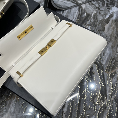 Y.S.L MANHATTAN Shoulder Bag In BOX Saint Laurent White Color