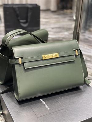 Y.S.L MANHATTAN Shoulder Bag In BOX Saint Laurent Green Color