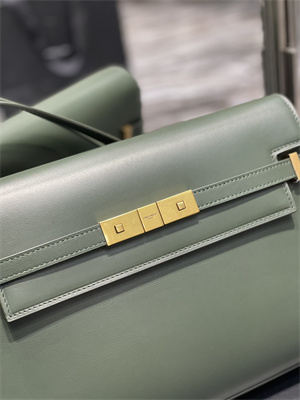 Y.S.L MANHATTAN Shoulder Bag In BOX Saint Laurent Green Color