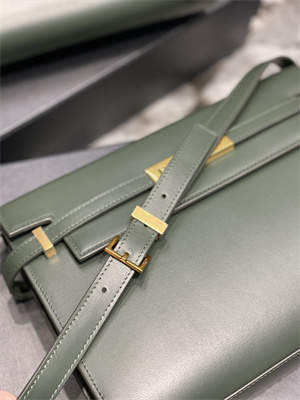 Y.S.L MANHATTAN Shoulder Bag In BOX Saint Laurent Green Color