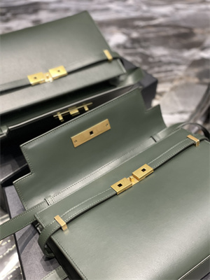 Y.S.L MANHATTAN Shoulder Bag In BOX Saint Laurent Green Color