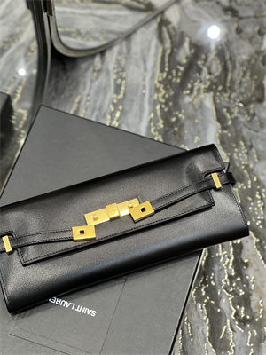 Y.S.L MANHATTAN CLUTCH IN BOX SAINT LAUREN Leather Black Color