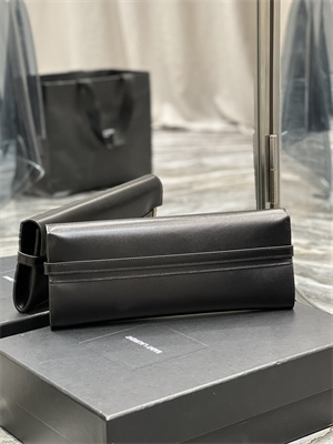 Y.S.L MANHATTAN CLUTCH IN BOX SAINT LAUREN Leather Black Color