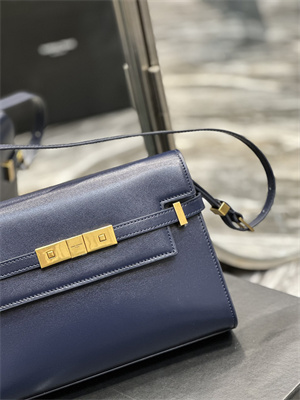 Y.S.L MANHATTAN SMALL Shoulder Bag In BOX Saint Laurent Navy Color