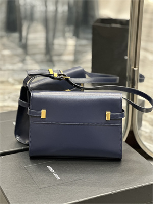 Y.S.L MANHATTAN SMALL Shoulder Bag In BOX Saint Laurent Navy Color