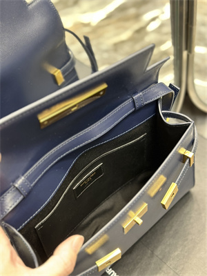 Y.S.L MANHATTAN SMALL Shoulder Bag In BOX Saint Laurent Navy Color