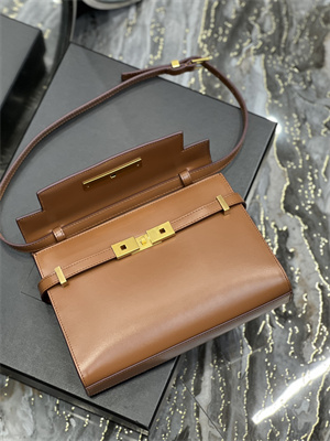 Y.S.L MANHATTAN SMALL Shoulder Bag In BOX Saint Laurent Brown Color