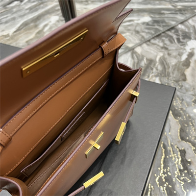 Y.S.L MANHATTAN SMALL Shoulder Bag In BOX Saint Laurent Brown Color