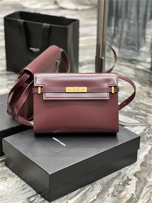 Y.S.L MANHATTAN Shoulder Bag In BOX Saint Laurent Burgundy Color