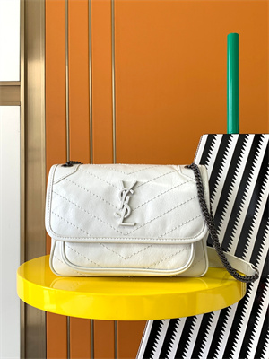 Y.S.L NIKI BABY In Vintage Leather White Color