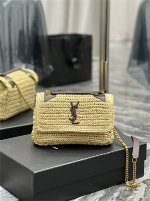 Y.S.L NIKI BABY In Raffia and Leather Beige Color