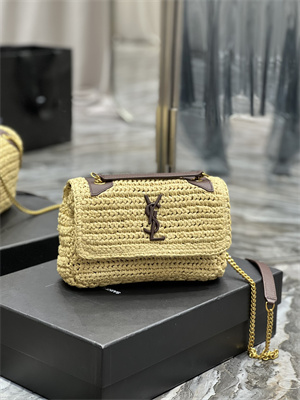 Y.S.L NIKI BABY In Raffia and Leather Beige Color