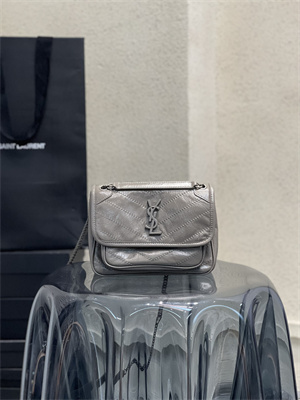 Y.S.L NIKI BABY In Vintage Leather Grey Color