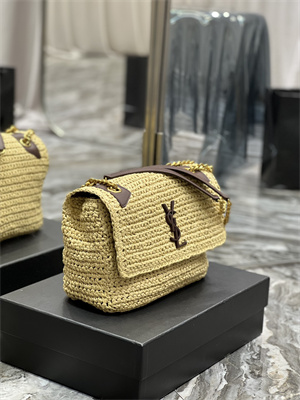 Y.S.L NIKI MEDIUM In Raffia and Leather Beige Color