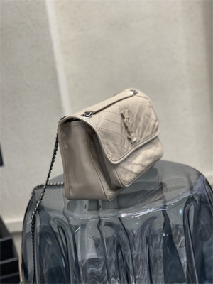 Y.S.L NIKI MEDIUM In Vintage Leather Greyish Brown Color