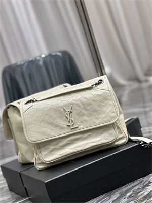 Y.S.L NIKI LARGE In Vintage Leather White Color