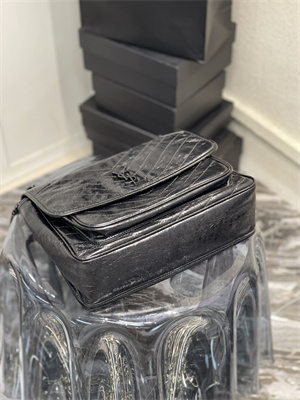 Y.S.L NIKI LARGE In Vintage Leather All Black Color