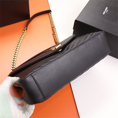 Y.S.L COLLEGE LARGE BAG IN QUILTED Leather Gold Tone Metal Black Color