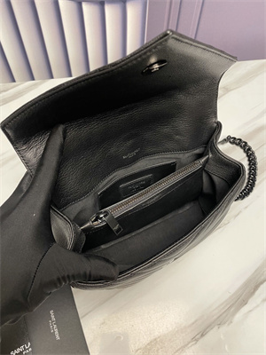 Y.S.L COLLEGE MEDIUM BAG IN QUILTED LEATHER Black Tone Metal Black Color