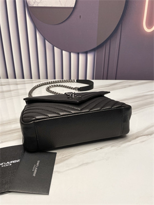 Y.S.L COLLEGE MEDIUM BAG IN QUILTED LEATHER Silver Tone Metal Black Color