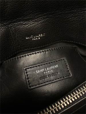 Y.S.L COLLEGE MEDIUM BAG IN QUILTED LEATHER Silver Tone Metal Black Color