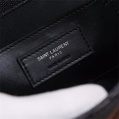 Y.S.L ENVELOPE SMALL IN QUILTED GRAIN DE POUDRE EMBOSSED LEATHER Black Tone Metal Black Color