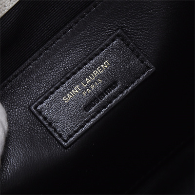 Y.S.L ENVELOPE MEDIUM IN QUILTED GRAIN DE POUDRE EMBOSSED LEATHER Gold Tone Metal White Color