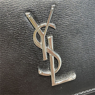 Y.S.L Sunset MEDIUM Bag In Smooth Leather Silver Tone Metal Black Color