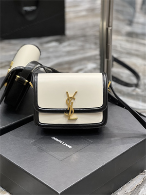 Y.S.L SOLFERINO SMALL SATCHEL IN BOX SAINT LAUREN Gold Tone Metal White/Black Color