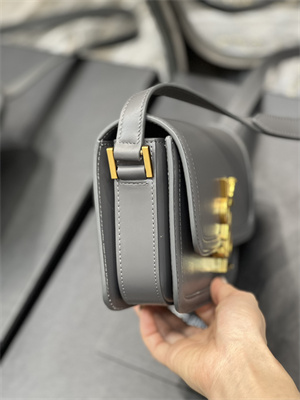 Y.S.L SOLFERINO SMALL SATCHEL IN BOX SAINT LAUREN Gold Tone Metal Grey Color