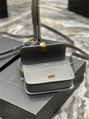 Y.S.L SOLFERINO SMALL SATCHEL IN BOX SAINT LAUREN Gold Tone Metal Grey Color