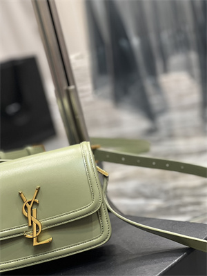 Y.S.L SOLFERINO SMALL SATCHEL IN BOX SAINT LAUREN Gold Tone Metal Avocado Green Color