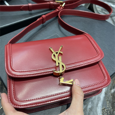 Y.S.L SOLFERINO SMALL SATCHEL IN BOX SAINT LAUREN Gold Tone Metal Burgundy Color