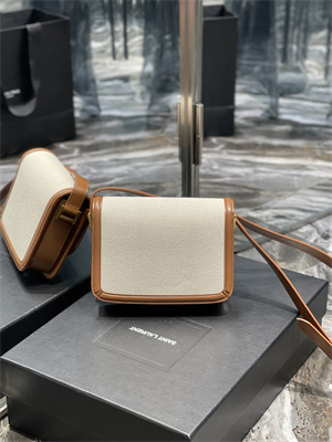 Y.S.L SOLFERINO SMALL SATCHEL IN Cotton Canvas and Leather Gold Tone Metal