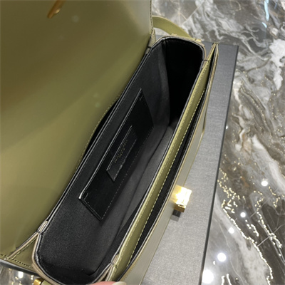 Y.S.L SOLFERINO MEDIUM SATCHEL IN BOX SAINT LAUREN Gold Tone Metal Olive Green Color