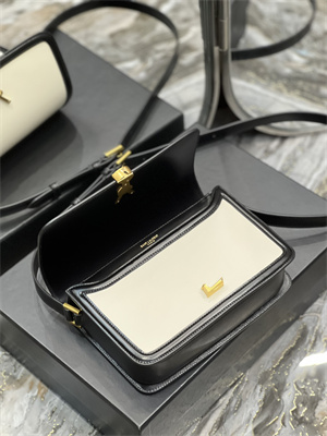 Y.S.L SOLFERINO MEDIUM SATCHEL IN BOX SAINT LAUREN Gold Tone Metal White/Black Color