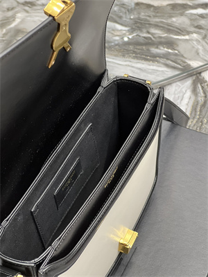 Y.S.L SOLFERINO MEDIUM SATCHEL IN BOX SAINT LAUREN Gold Tone Metal White/Black Color