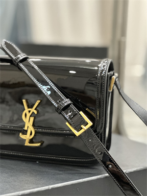 Y.S.L SOLFERINO MEDIUM SATCHEL IN PATENT Leather Gold Tone Metal Black Color