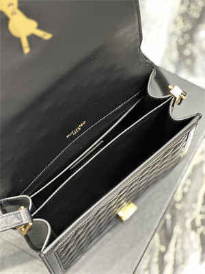 Y.S.L SOLFERINO MEDIUM SATCHEL IN QUILTED LAMBSKIN Gold Tone Metal Black Color