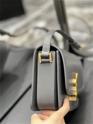 Y.S.L SOLFERINO MEDIUM SATCHEL IN BOX SAINT LAUREN Gold Tone Metal Grey Color