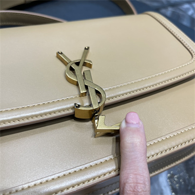 Y.S.L SOLFERINO MEDIUM SATCHEL IN BOX SAINT LAUREN Gold Tone Metal Dk Beige Color