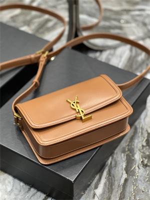 Y.S.L SOLFERINO MEDIUM SATCHEL IN BOX SAINT LAUREN Gold Tone Metal Brown Color