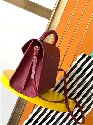 Y.S.L CASSANDRA MEDIUM TOP HANDLE BAG IN DE POUDRE EMBOSSED LEATHER Gold Tone Metal Burgundy Color