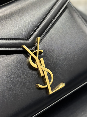 Y.S.L CASSANDRA MINI TOP HANDLE BAG IN BOX SAINT LAUREN Gold Tone Metal Black Color