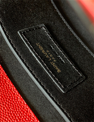 Y.S.L CASSANDRA MINI TOP HANDLE BAG IN DE POUDRE EMBOSSED LEATHER Gold Tone Metal Red Color