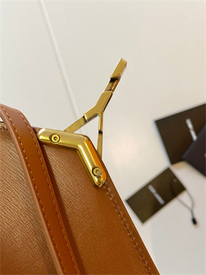 Y.S.L CASSANDRA MINI TOP HANDLE BAG IN Cotton Canvas and Leather Gold Tone Metal