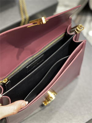 Y.S.L CASSANDRA CHAIN BAG IN BOX SAINT LAUREN Gold Tone Metal Burgundy Color